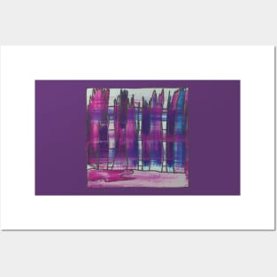 Liminal Space II Magenta and Violet Abstraction Posters and Art